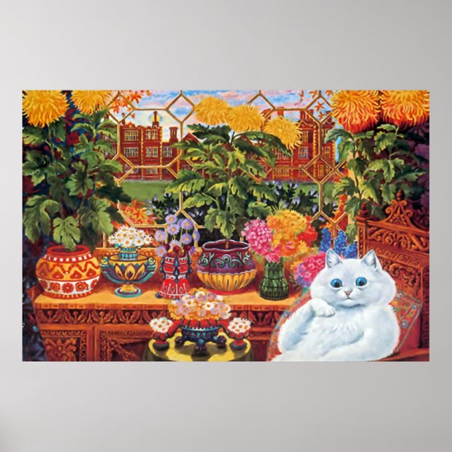 Vintag Louis Wain Botanist Cat Art Poster (Vorne)