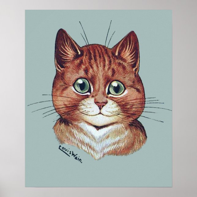 Vintag Louis Wain Orange Tabby Cat Poster (Vorne)