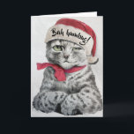 Vintag Louis Wain Santa Tabby Cat Art Feiertagskarte<br><div class="desc">Eine lustige Urlaubskarte für den Weihnachtszyniker, mit einem schönen Stift-Skizze-Portrait eines peinlich aussehenden Silberpunktes, das von der englischen Katze, dem Künstler Louis Wain, als Tabbatiker verfasst wurde. Ursprünglich in Schwarz und Weiß habe ich die widerwillig festlich grüne Augen der Katze gegeben, dem Nackenband der Katze einen roten Schlag hinzugefügt und...</div>