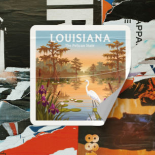 Vintag Louisiana Quadratischer Aufkleber