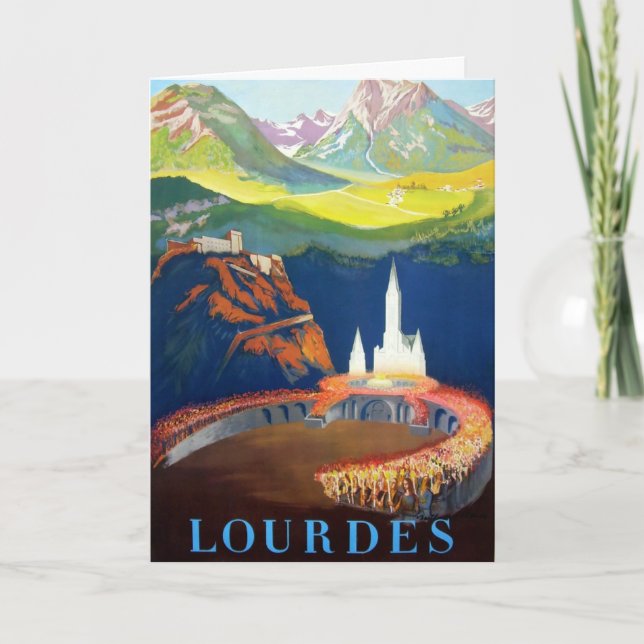 Vintag Lourdes France Travel Postcard Karte (Vorderseite)