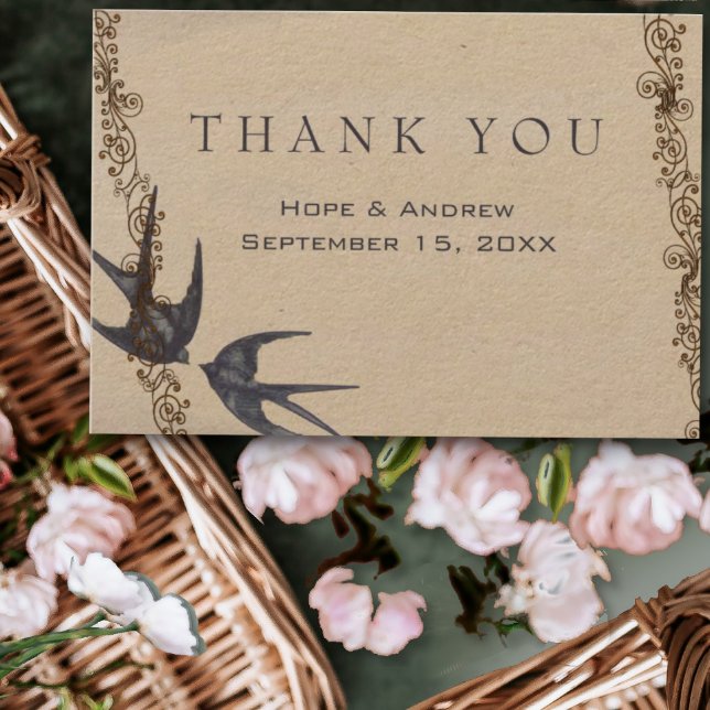 Vintag Love Bird Navy Hochzeit Danke (Von Creator hochgeladen)