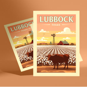 Vintag Lubbock Texas Postkarte