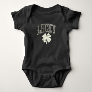 Vintag Lucky Clover St Patrick's Day Baby Strampler