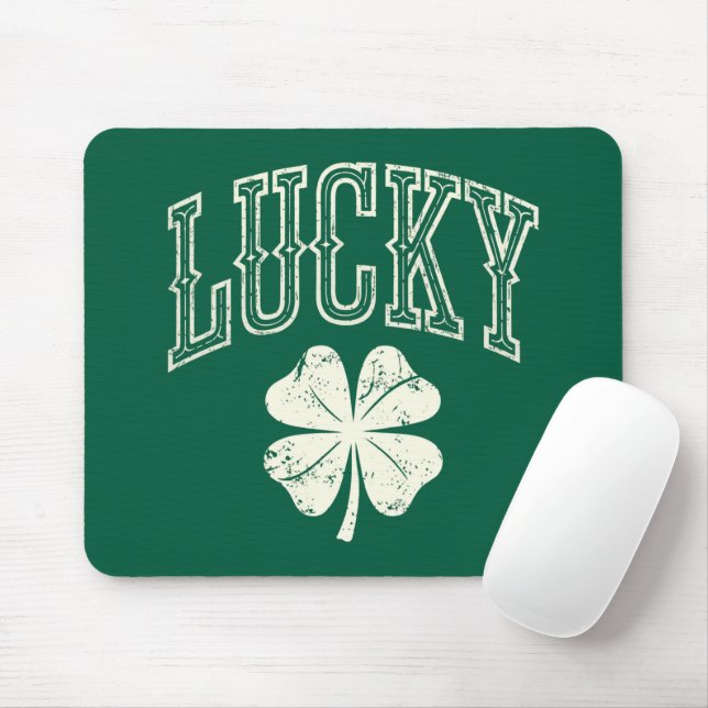 Vintag Lucky Clover St Patrick's Day Mousepad (Mit Mouse)