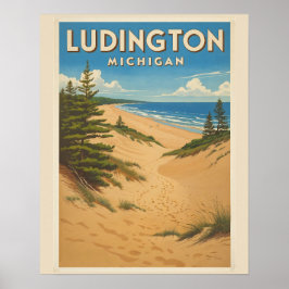 Vintag Ludington Michigan Poster