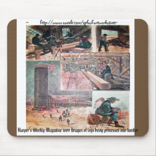"Vintag Lumbering-Harper's Magazine" Mousepad