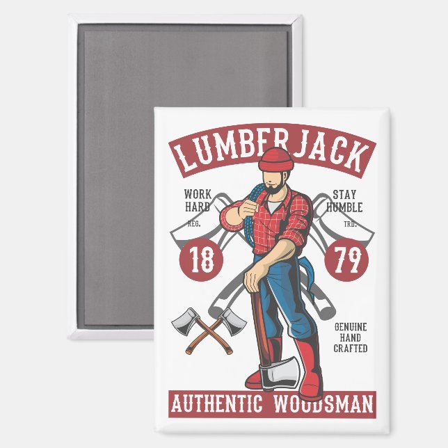 Vintag Lumberjack Magnet (Vorderseite/Rückseite)