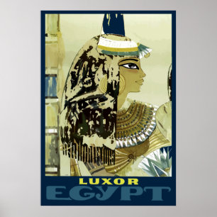 Vintag Luxor Egypt Ruins Travel Poster