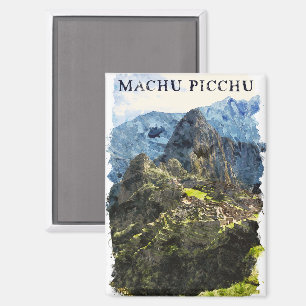 Vintag Machu Picchu Peru Wasserfarbenmalerei Magnet