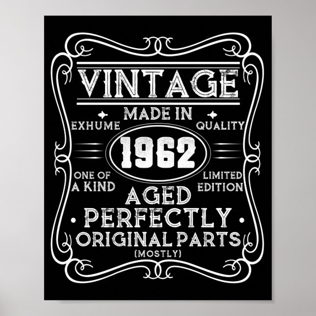 Vintag Made in 1962 Retro Classic Poster (Vorne)