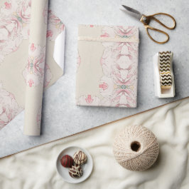 Vintag Magnolia Beige Ephemera Muster Geschenkpapier