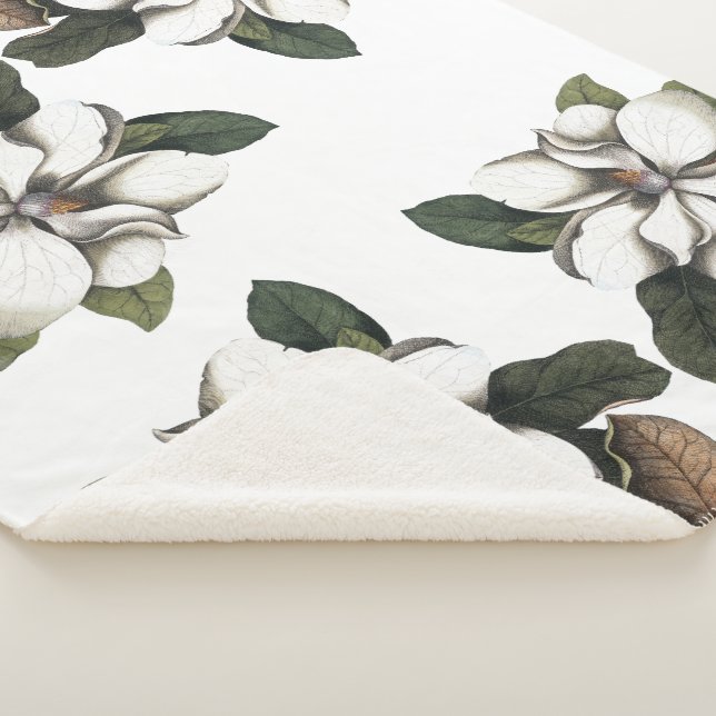 Vintag Magnolia Blume Blossom Sherpa Blanka Sherpadecke (3/4)