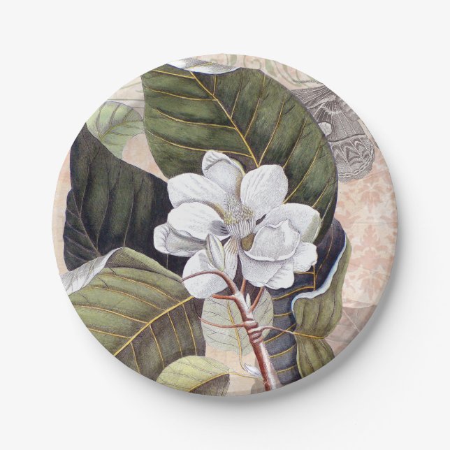Vintag Magnolia Südgarten Geburtstagsparty Pappteller (Vorderseite)