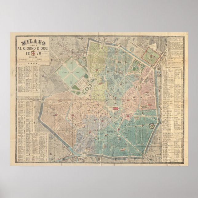 Vintag Mailand Map Poster (Vorne)
