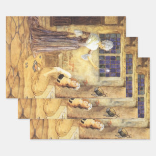 Vintag Mairy Tale Aschenputtel mit Fairy Godmutter Geschenkpapier Set