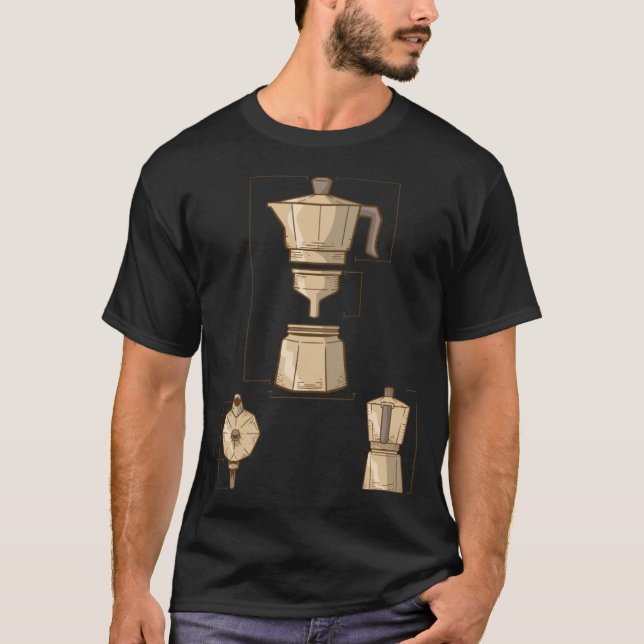 Vintag Maker Moka Pot Barista Liebe T-Shirt (Vorderseite)