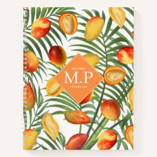 Vintag Mango & Greenery Sommerfruchtmonogramm Notizbuch