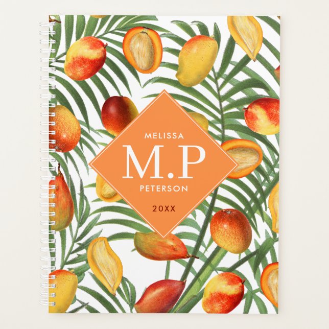 Vintag Mango & Greenery Sommerfruchtmonogramm Planer (Vorderseite)