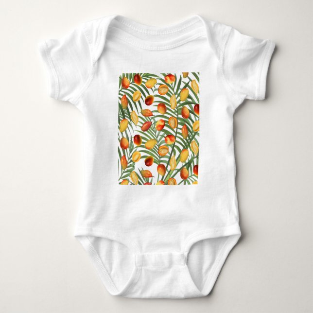 Vintag Mango & Greenery Sommerfruchtmuster Baby Strampler (Vorderseite)