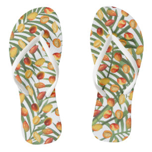 Vintag Mango & Greenery Sommerfruchtmuster Flip Flops