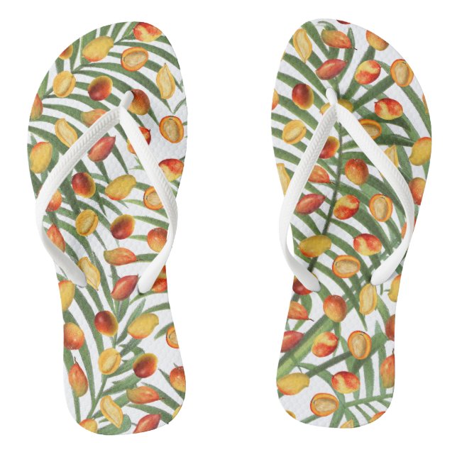 Vintag Mango & Greenery Sommerfruchtmuster Flip Flops (Fußbett)