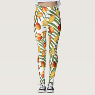 Vintag Mango & Greenery Sommerfruchtmuster Leggings