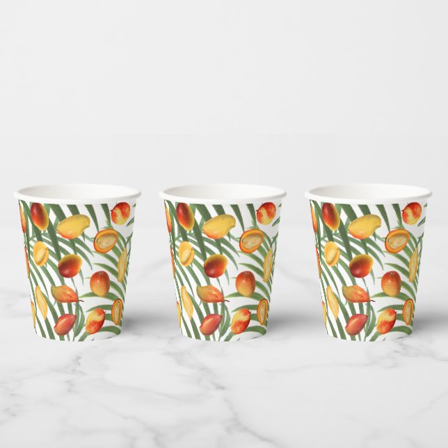 Vintag Mango & Greenery Sommerfruchtmuster Pappbecher (Multi)