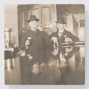 Vintag Männer trinken Bier Foto Salon Bar 1890 Steinuntersetzer