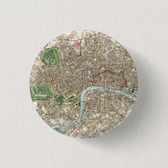Vintag Map of London England (1853) Button (Vorderseite)