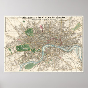 Vintag Map of London England (1853) Poster