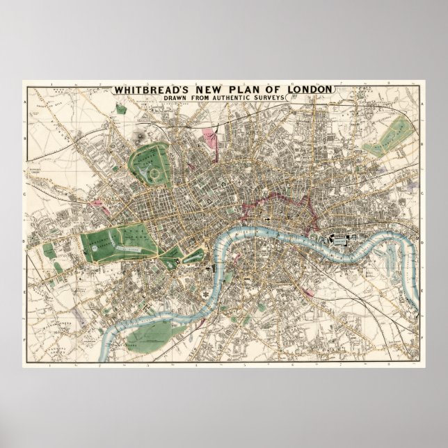 Vintag Map of London England (1853) Poster (Vorne)