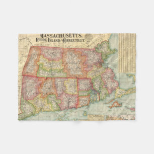 Vintag Map of New England Staaten (1900) Fleecedecke