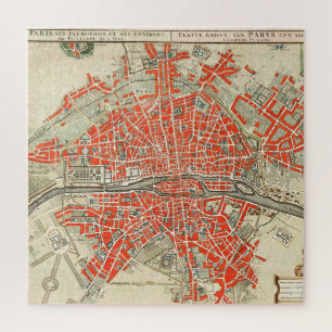 Vintag Map of Paris France (1721-1774)