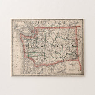 Vintag Map of Washington Staat (1883)
