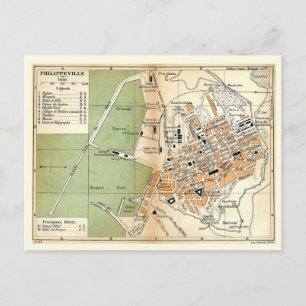 Vintag Map, Philippeville, Algerien, 1903 Postkarte