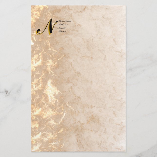 Vintag marbled Monogram Initial Stationery Briefpapier (Vorderseite)