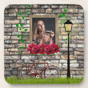 Vintag Märchenhof Fahrrad Rose Girly Foto Rahmen Getränkeuntersetzer