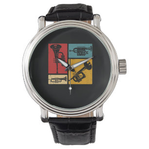 Vintag Marching Band Trumpet Player Retro Design Armbanduhr
