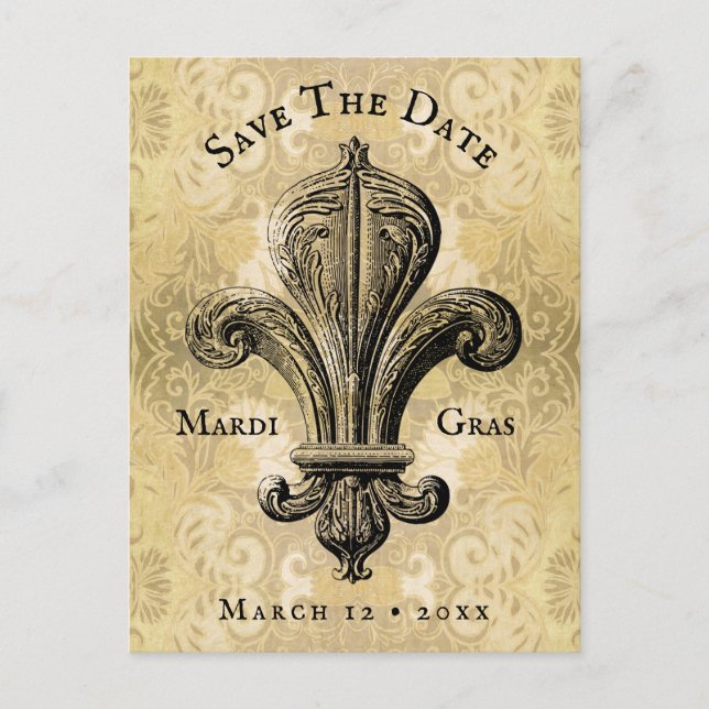 Vintag Mardi Gras Lilie Postcard Postkarte (Vorderseite)
