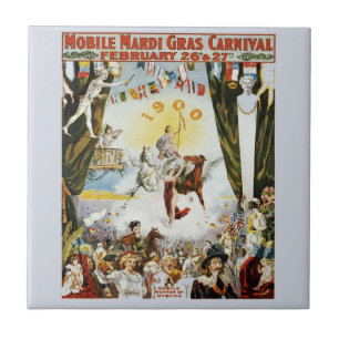 Vintag Mardi Gras Poster Fliese