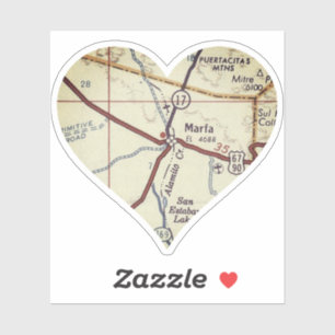 Vintag Marfa TX Karte Aufkleber