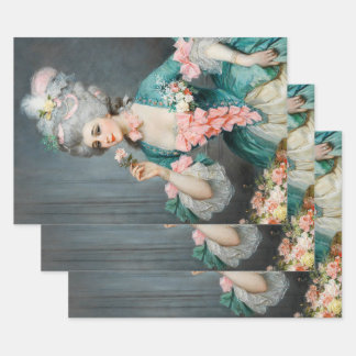 Vintag Marie Antoinette Decoupage Decoupaging Geschenkpapier Set