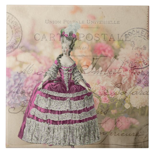 Vintag Marie Antoinette Keramik Tile Fliese (Vorderseite)