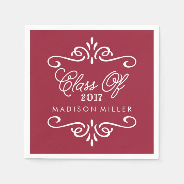Vintag Maroon | Abschluss Napkins Serviette (Vorderseite)
