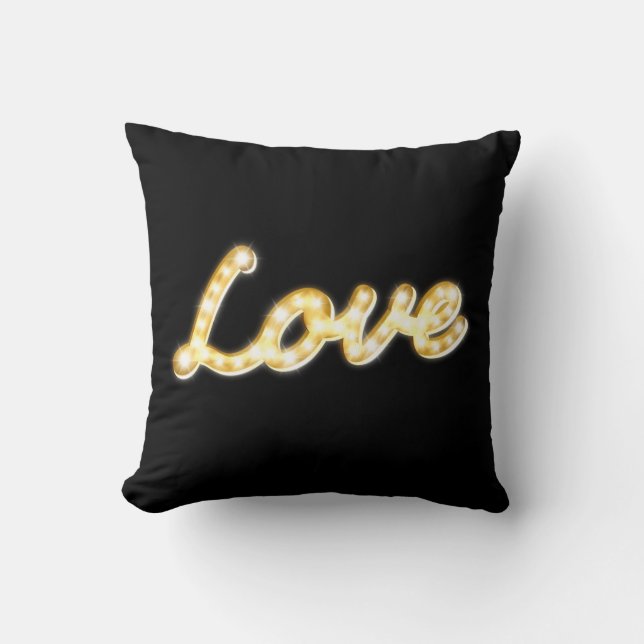 Vintag Marquee Lights Liebe Kissen - schwarz (Vorderseite)