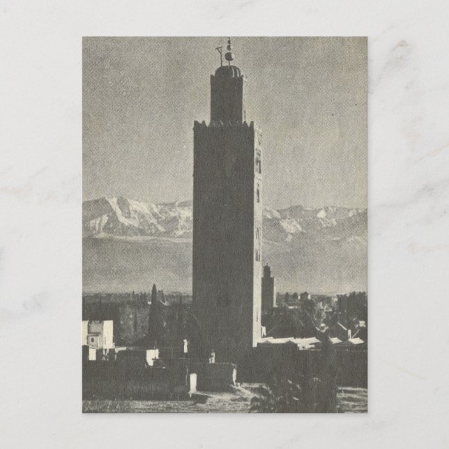 Vintag Marrakesch, Maroc, La Koutoubia Postkarte (Vorderseite)