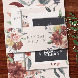 Vintag Marsala Blush Pewter Floral Einladungsbanderole