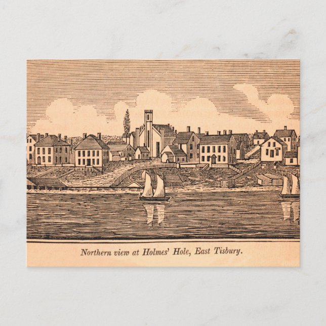 Vintag Martha's Vineyard Illustration in Tisbury Postkarte (Vorderseite)