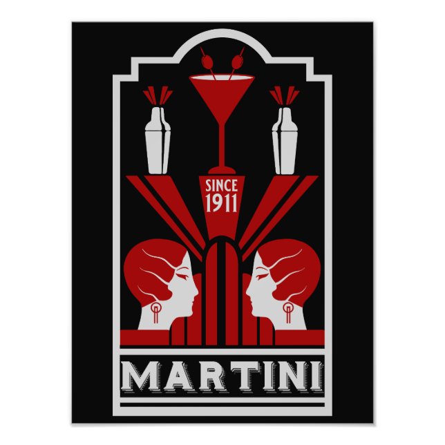 Vintag Martini Art Deco Fotodruck (Vorne)